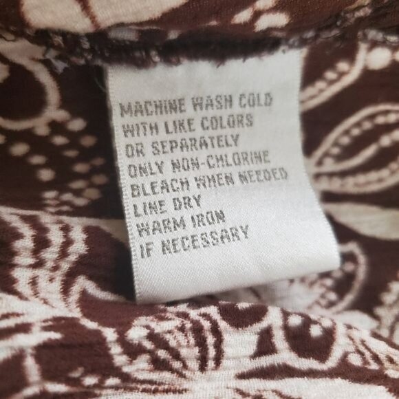 VINTAGE ERIKA Womens Button Up SZ SP Collar Floral Tropical Java Brown Textured - Picture 8 of 9